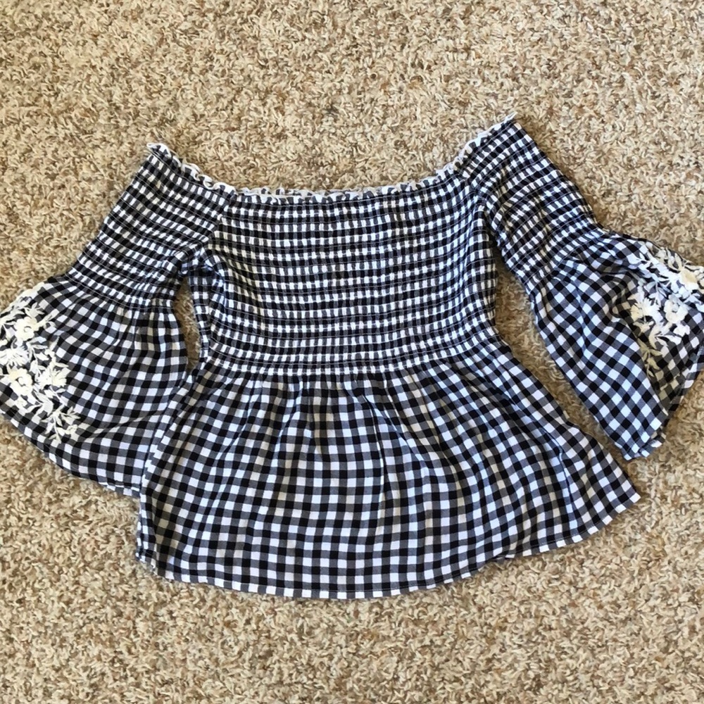 Hollister black and white off shoulder top